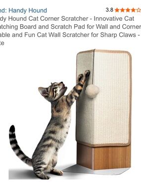 Cat Corner Scratcher with White Pom Toy - Neutral Beige